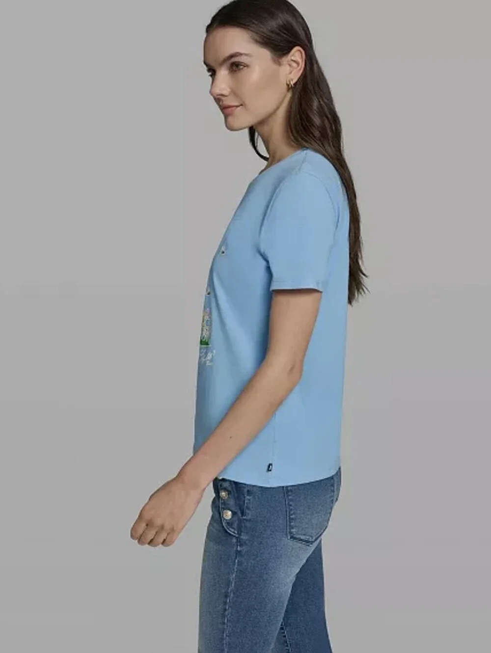 Karl Lagerfeld Paris Sky Blue Crewneck Tee, Size S